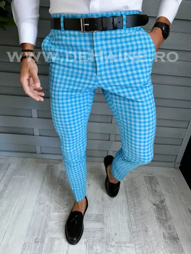 Pantaloni barbati eleganti regular fit bleu B1589 22-4 E ~